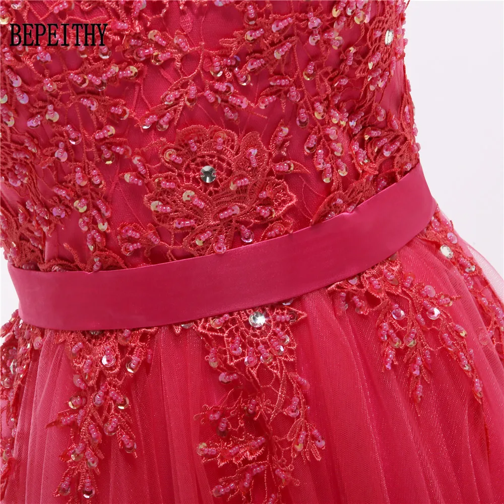 BEPEITHY Robe De Soiree Sexy 2019 Red Lace Beading Backless Long Evening Dresses Bride Banquet Elegant Floor-length Prom Dress | Свадьбы и