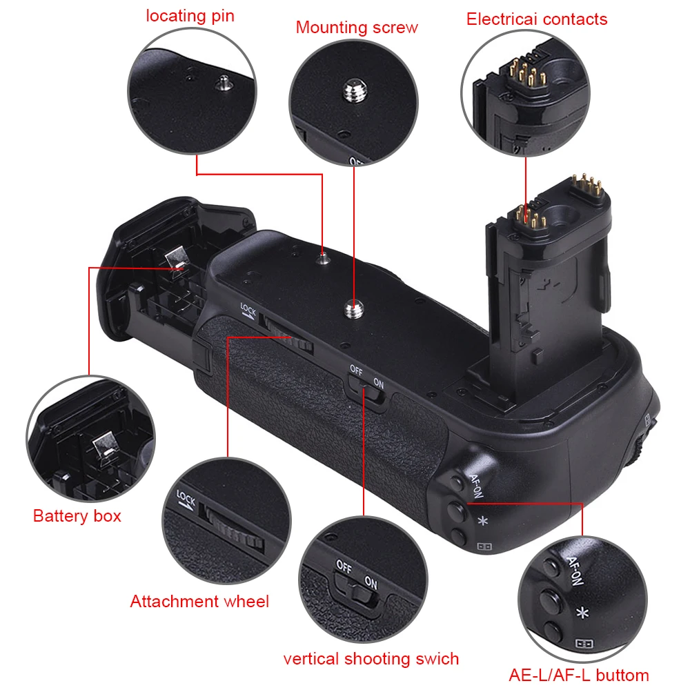Батарейный держатель Batmax для цифровой зеркальной камеры Canon 6D Mark II 6D2 работает с