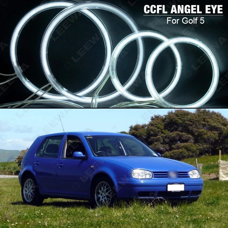 LEEWA 2X94MM 2X126MM Car DRL CCFL Angel Eyes Light Halo Rings Kits For Volkswagen Golf 5 Styling Headlight White #4850 | Автомобили и