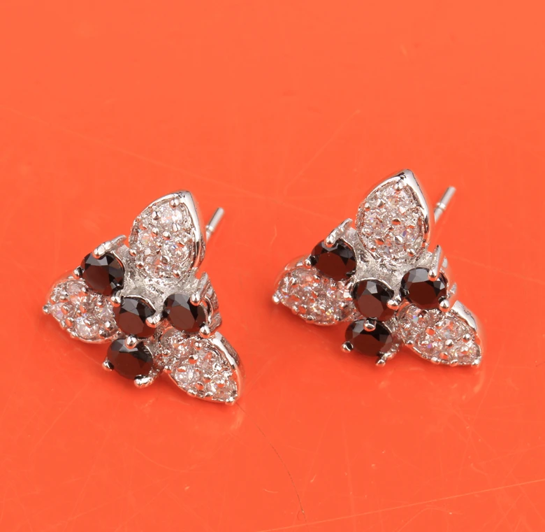 Серьги гвоздики женские с 4 лепестками и цветком сливы|silver stud earrings|sterling silver earringsstud