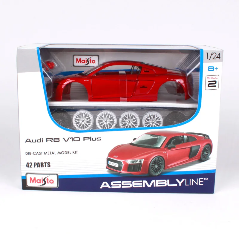 Спортивный автомобиль Maisto 1:24 Audi R8 V10 Plus в сборе самодельная модель игрушечный