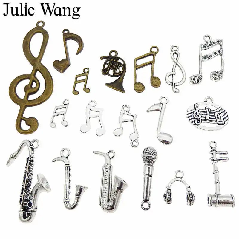 Julie Wang 10 шт. случайно смешанный музыкальный инструмент подвески из сплава