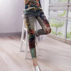 Женские рваные джинсы-бойфренды, винтажные узкие брюки-карандаш с бронзовым принтом, 2021