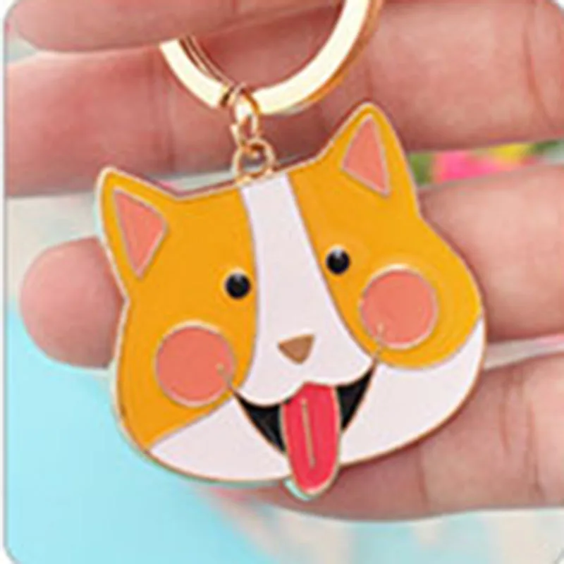 corgi RE милый брелок для ключей с животными собака полярный медведь волк Крокодил Металлические Брелки корги бульдог Тедди брелок аксессуары украшения для домашних животных - Цвет: corgi