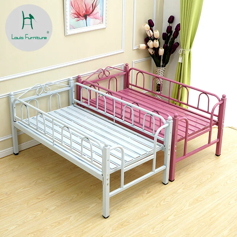 

Louis Fashion Children's Bed Guardrail Boy Girl Princess Widening Stitching Combination Single Pink