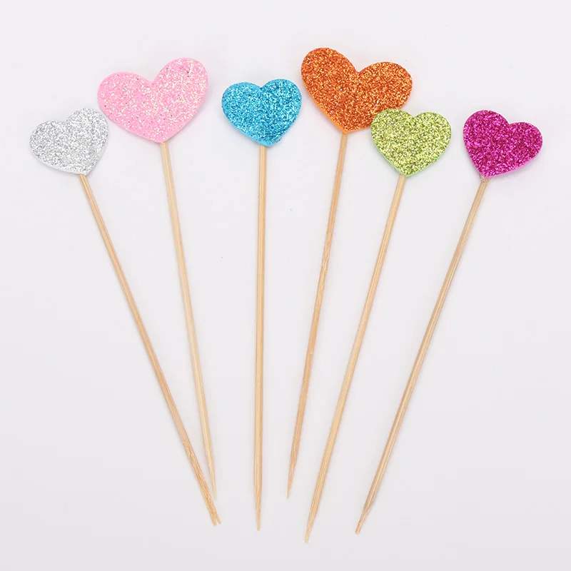 30pcs mixed heart Единорог торт Toppers дети дни рождения и Свадьбы вечерние украшения Радуга облако блеск сердце украшения торта поставки - Цвет: 30pcs mixed heart