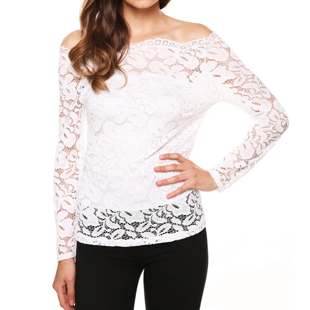 Женская сексуальная тонкая кружевная блузка с цветочной вышивкой винтажная