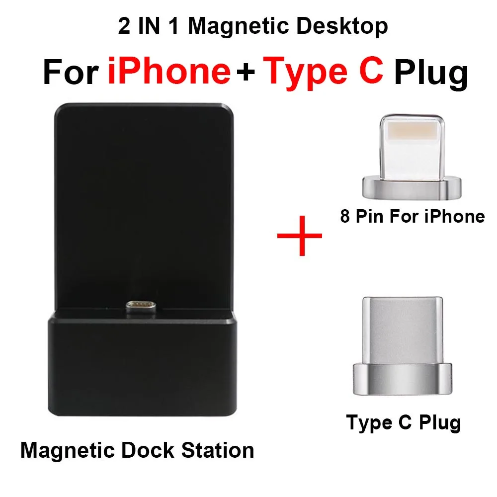 For iPhone Type C 3 в 1 type-C Android ISO Магнитная зарядная док-станция type C кабель Micro USB Магнитная подставка для зарядного устройства для iPhone X 8 Plus - Тип штекера: For iPhone Type C
