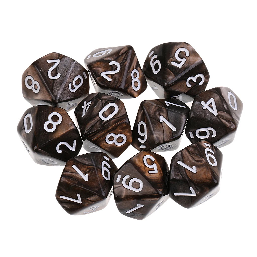 10 шт. 10 сторонних игральных костей D10 многогранные игральные кости DND для RPG MTG Подземелья и Драконы вечерние настольные игры