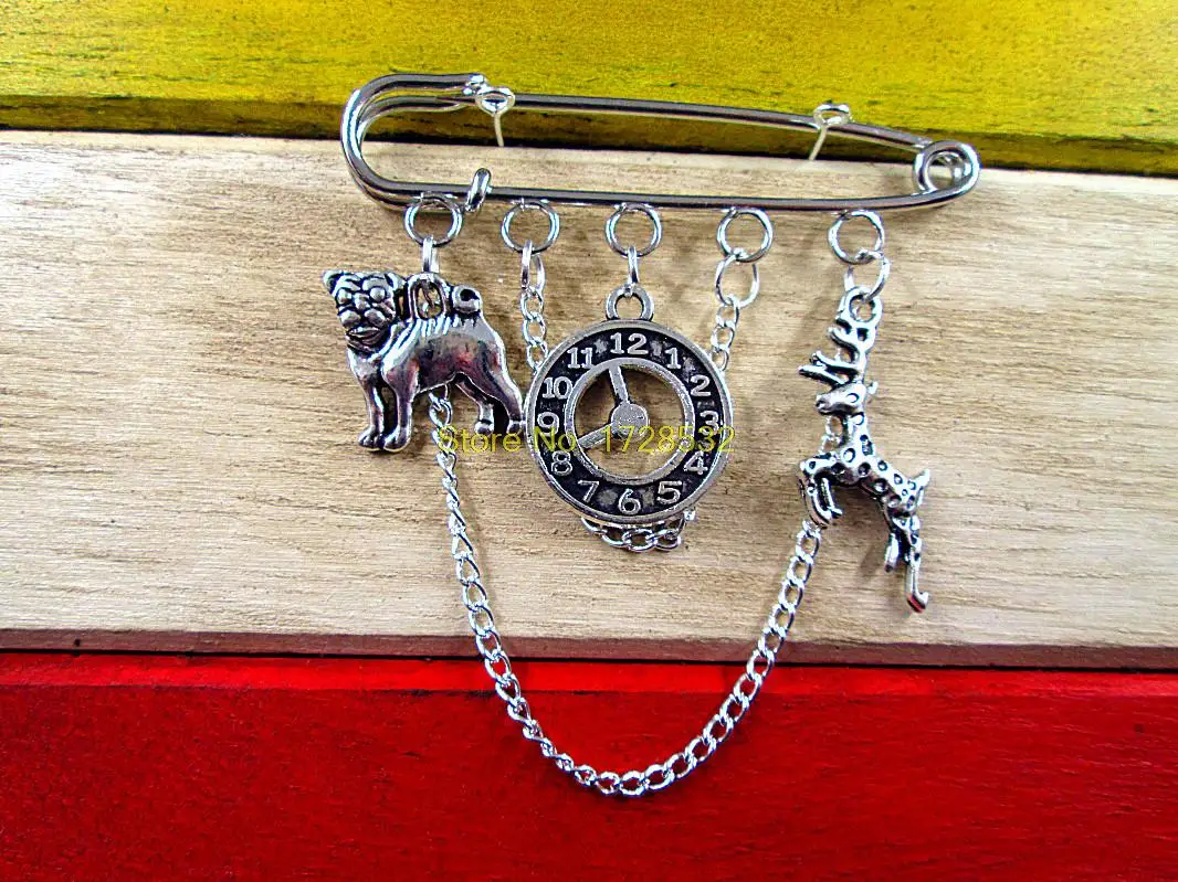 Горячая Распродажа брошь часы в виде собаки олень килт на булавке|pin brooch|kilt pin