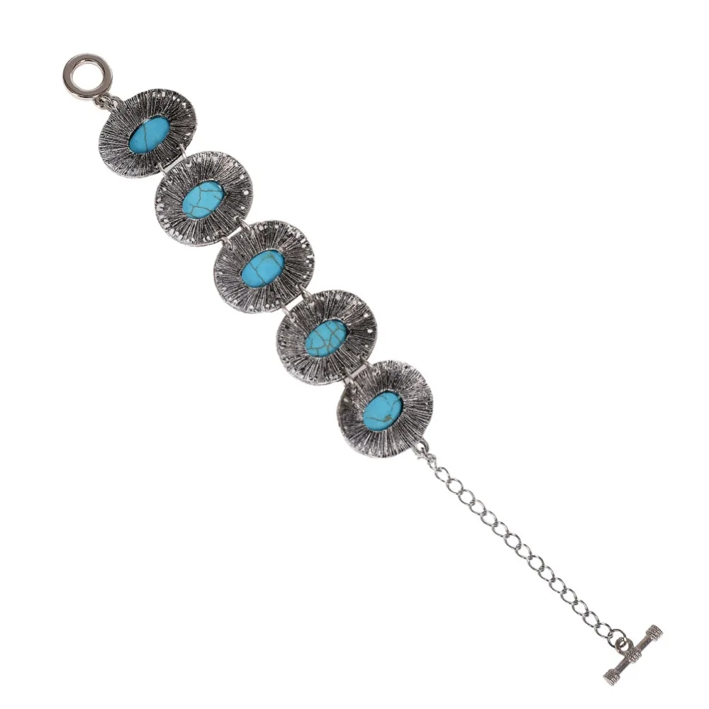 Women Boho Vintage Natural Stone Tibet Silver Bracelet Bangle Cuff Fashion Classical | Украшения и аксессуары