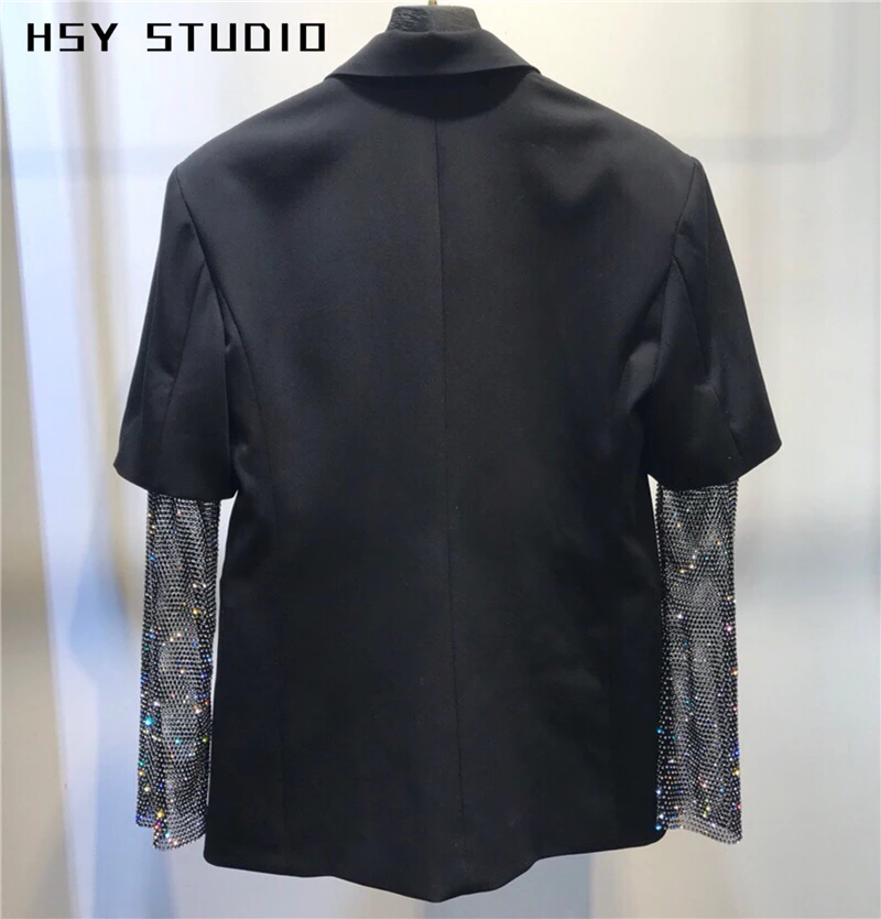 【HSY studo】2019 осенний Новый тренд со стразами вставка черный Женский Длинный