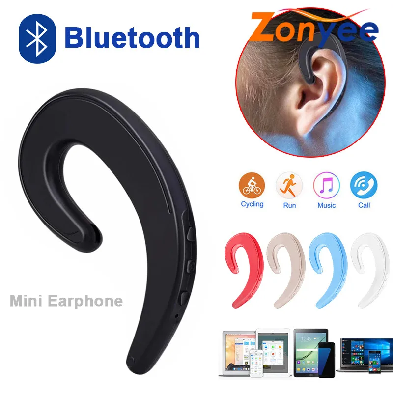 Качество ушные крючки Bluetooth беспроводные наушники костной проводимости наушники стерео устойчивое спортивная Гарнитура микрофон дешевые красные