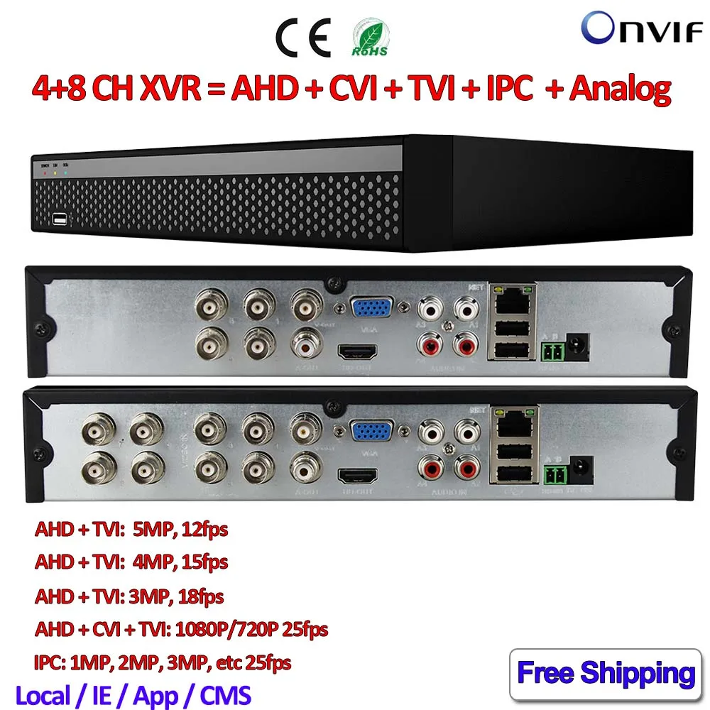 8 канальный цифровой видеомагнитофон для видеонаблюдения 5MP AHD TVI камеры ONVIF 5in1 4CH