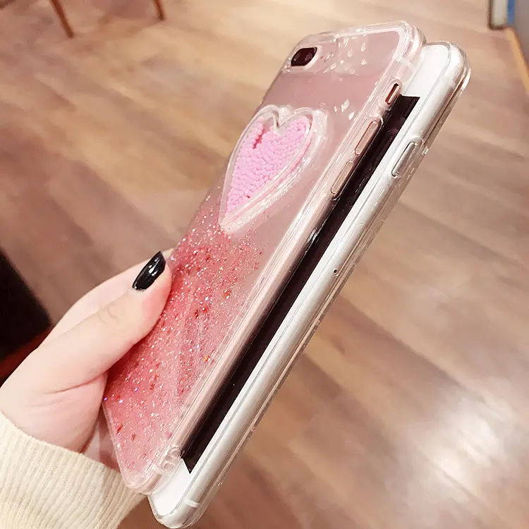 3D Блестящий чехол с облачным сердцем для iPhone X XS max xr прозрачный мягкий