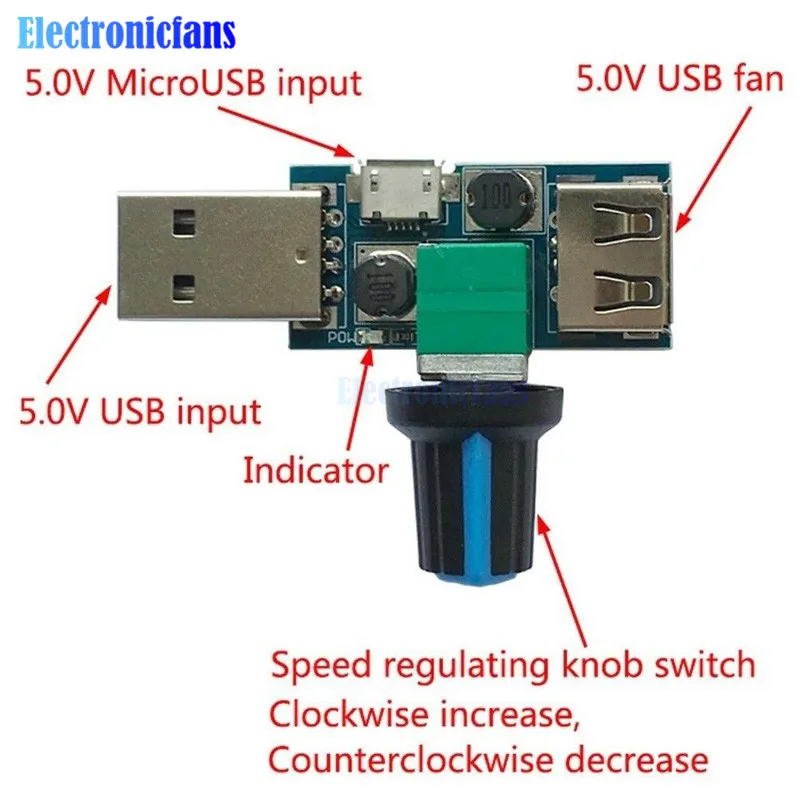 Бесступенчатый регулятор скорости вентилятора Micro USB постоянный ток 4 12 В до 2 5 8 в