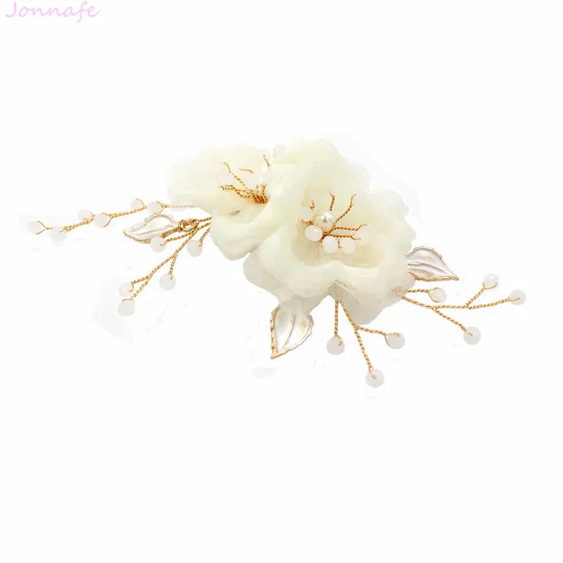 Jonnafe Chffion Flower Bridal Hair Clip Pin Set Elegant Women Headpiece Handmade Wedding Accessories Ornament | Украшения и