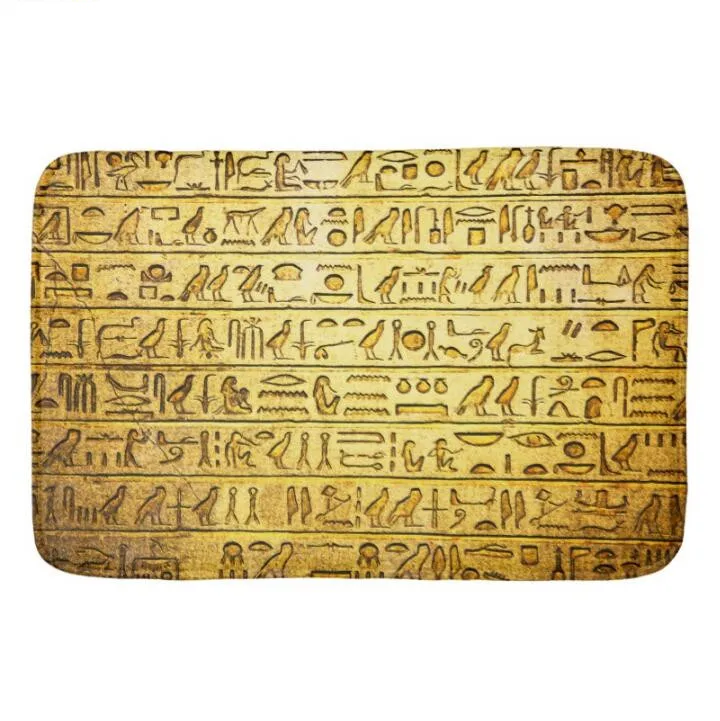 

New Stylish Ancient Egyptian Hieroglyphs Yellow Doormat Ethnic Entrance Floor Rug Carpet Classic Egypt Living Room Kitchen Decor