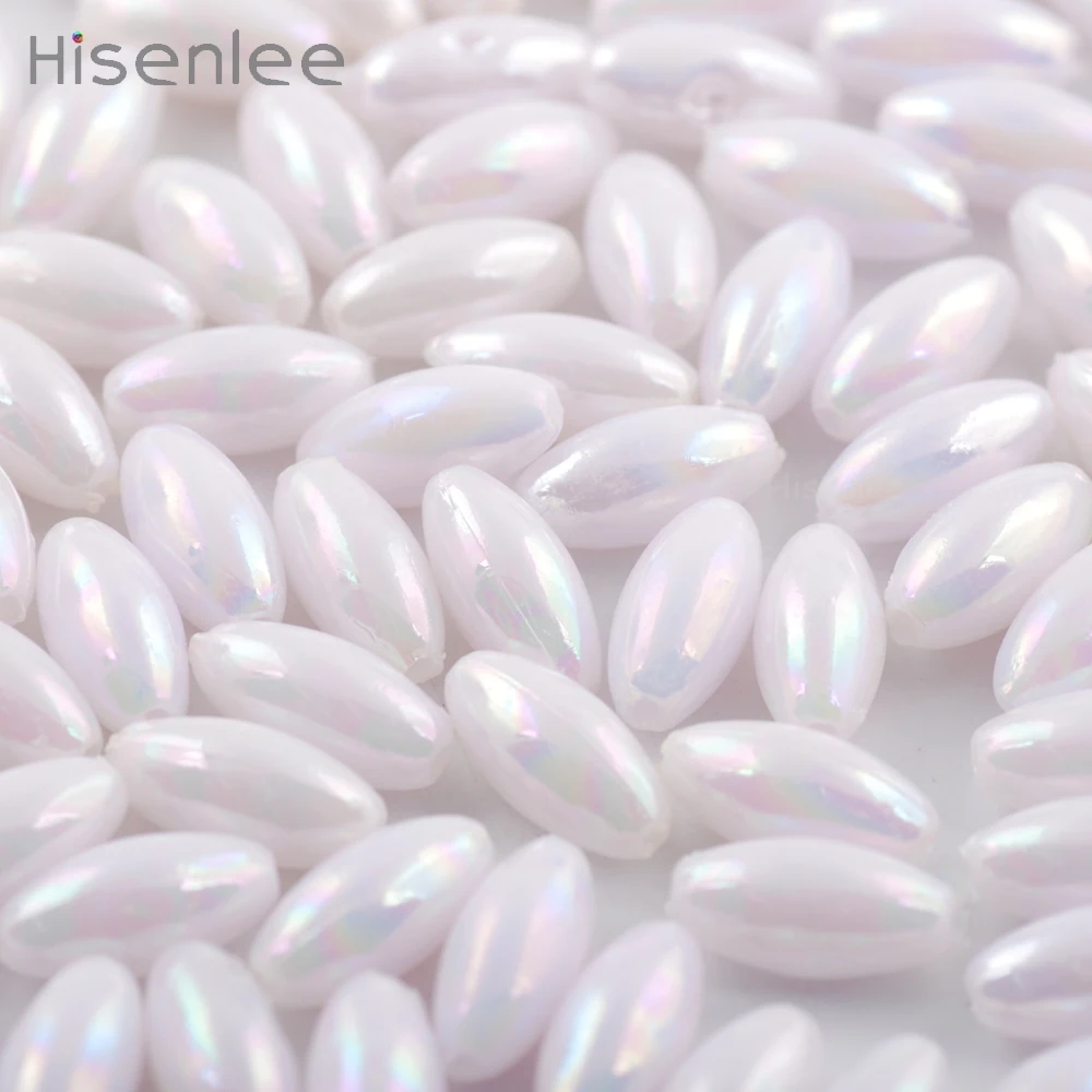 Hisenlee новый узор 6*12 мм 100 шт. Белый Акрил превосходная Форма Риса высокое