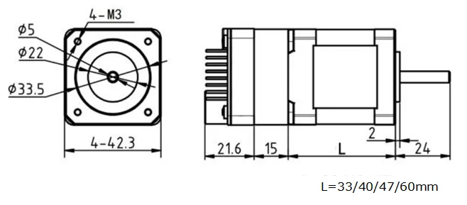 NEMA17 CANbus замкнутый контур DC12-48V 1.6A 0.5N.m интегрированный шаговый двигатель
