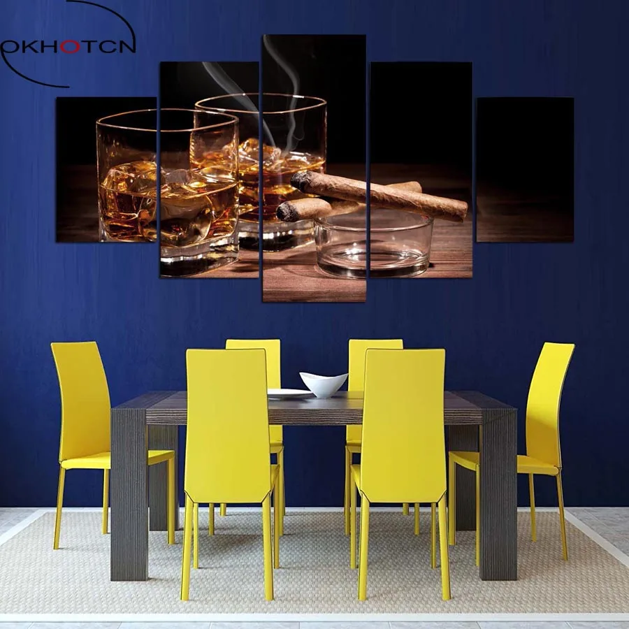 OKHOTCN 5 шт. Холст принты винный и женский натюрморт домашний настенный плакат