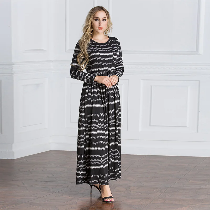 Женское мусульманское платье-хиджаб с длинным рукавом и принтом simppale abaya