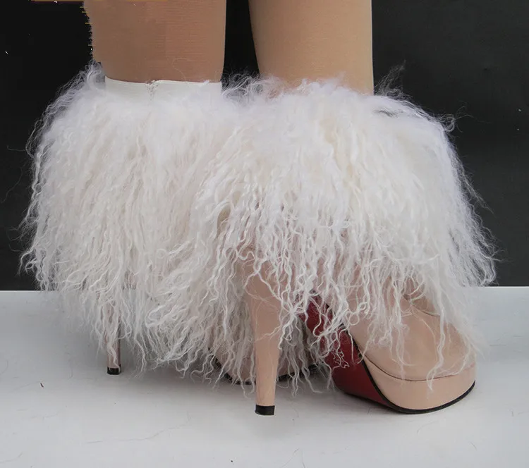 Новое поступление леди натуральный Тибет ягненка Мех животных legwarmer Полный Пелт шерсть овчины носки для девочек гетры используется