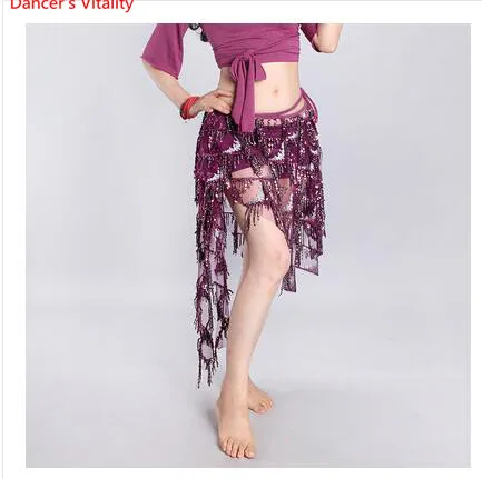 PURPLE Short skirt Костюмы для танца живота, сексуальная одежда, танцевальный костюм для танца живота, новинка, с кисточками, расшитый блестками шарф на бедрах, длинная юбка, топ, сексуальный комплект для шоу - Цвет: PURPLE Short skirt