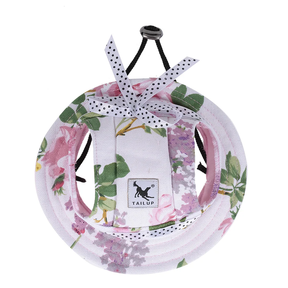Flower Hat Летняя кепка для собак, Кепка с козырьком для маленьких собак, кепка для питомцев, щенков, солнцезащитная Кепка с отверстиями для ушей, уличная Кепка для питомцев, чихуахуа, Йоркшира - Цвет: Flower Hat