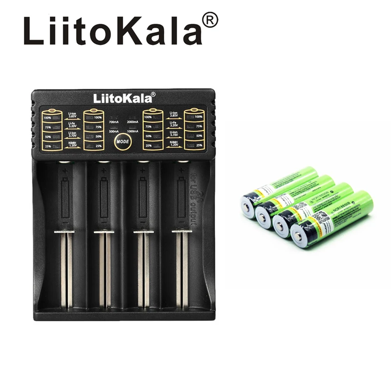 Умное зарядное устройство LiitoKala 4 шт. NCR18650B 3 7 В 18650 3400 мАч|Перезаряжаемые батареи| |