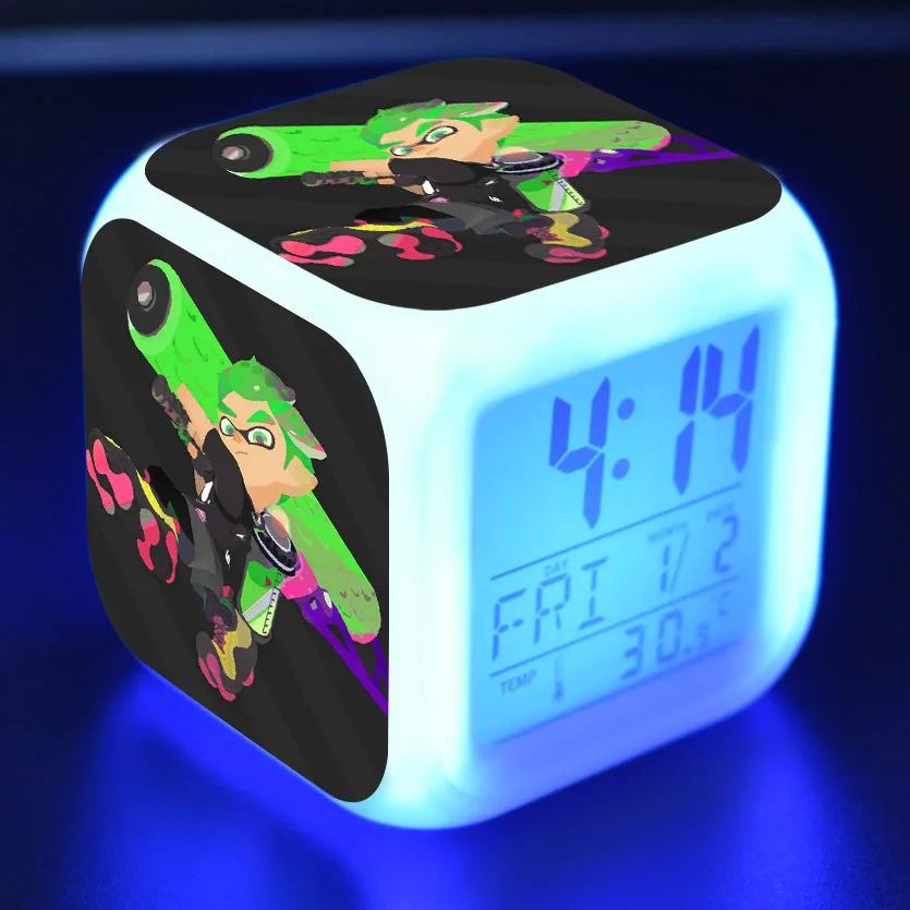 17 Splatoon мультяшный будильник детские игрушки Led reloj будильник, цифровой Электронные часы с будильником Пробуждение свет стол reveil wekker - Цвет: 17