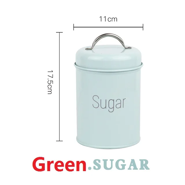 GreenSugar 1-3 шт./компл. Чай Кофе Suga резервуар для хранения крышка Железный Кухня посуда Многофункциональный Круглая Коробка Чехол бытовые качественные красивые - Цвет: GreenSugar