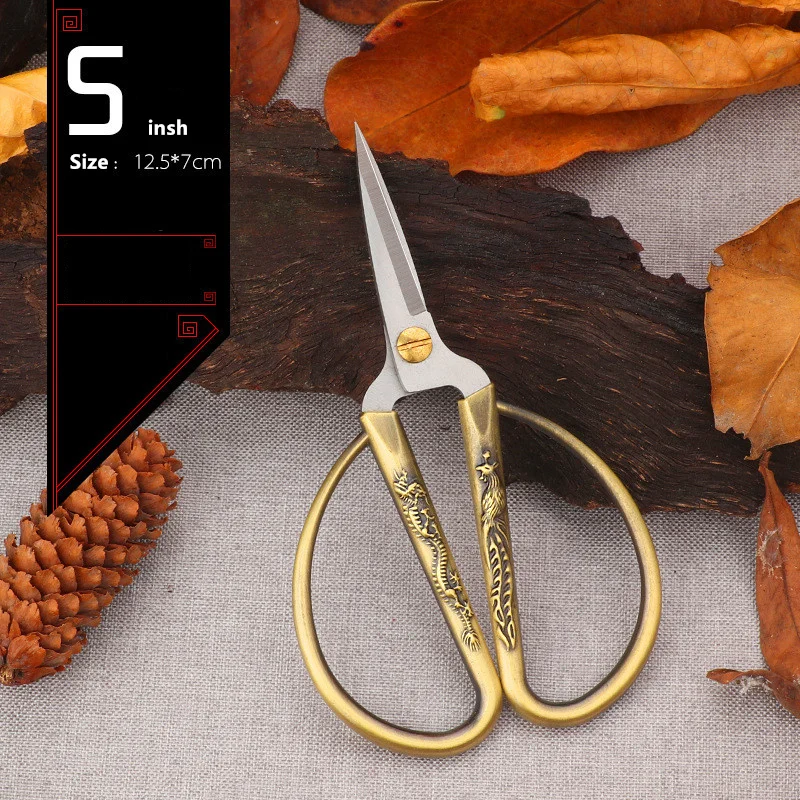 Profession Stainless Steel Paper Cutting Scissors Vintage Retro Sewing Scissors Durable Embroidery Tailor Scissors for Fabric