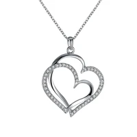 new women love pendant fashion double heart inlaid cz pendant womens wedding decoration ladies classic style accessories