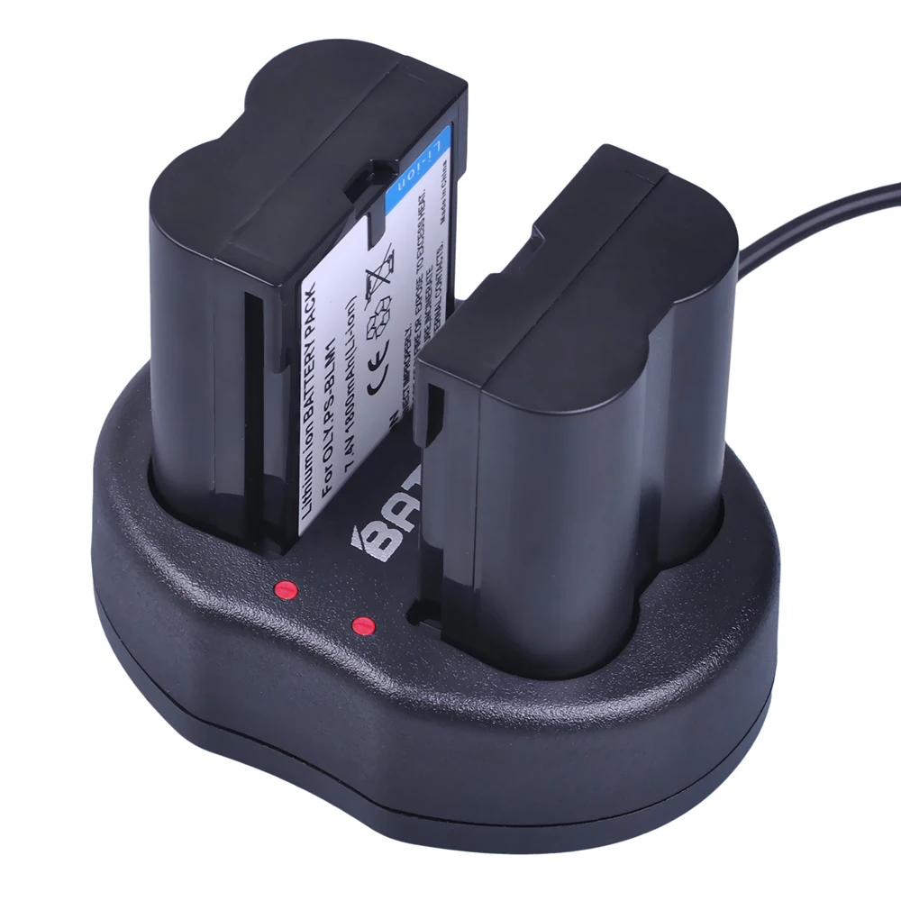 Batmax 4Pc PS-BLM1 Batteries BLM-1 PS BLM1 Battery Accu+Dual USB Charger for Olympus E-300 E-330 E-500 E-510 C-5060 C-7070 C-808 |