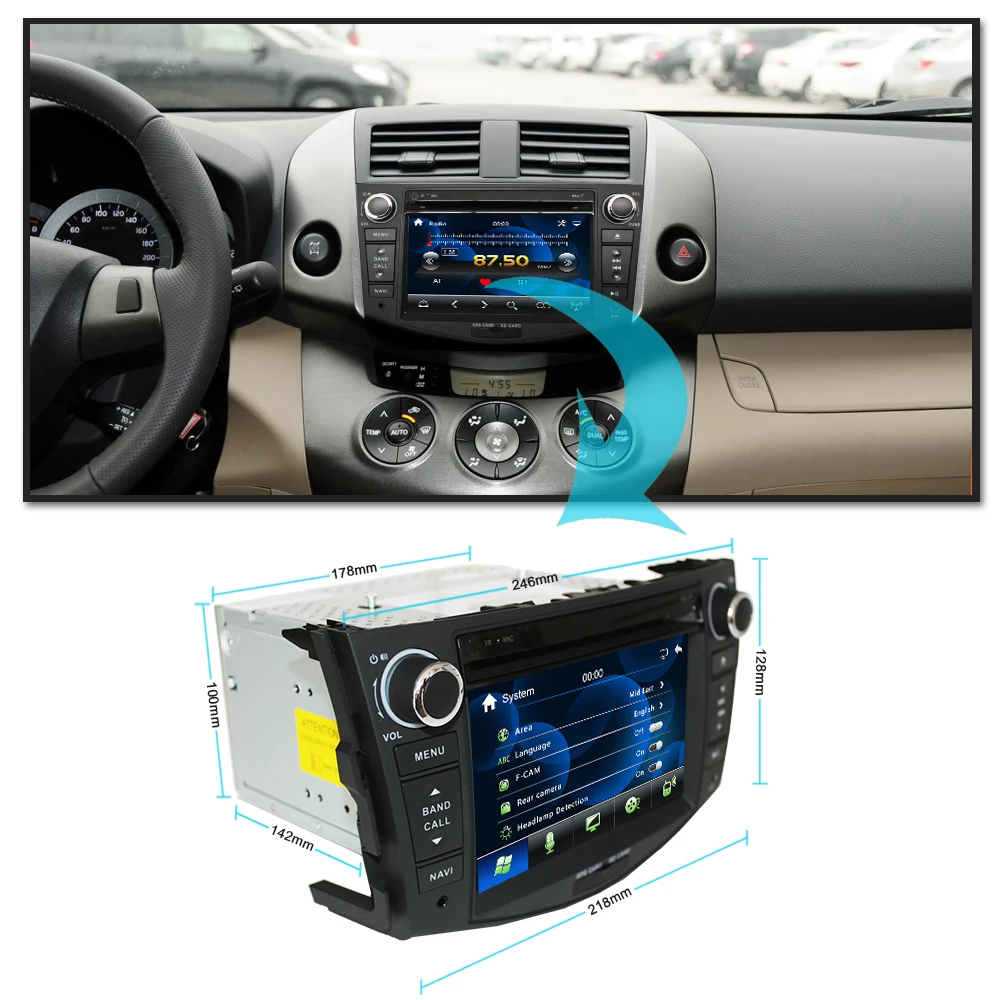 Автомобильный DVD плеер Eunavi 2Din Автомагнитола для Toyota RAV4 2006 2007 2008 2009 2010 управление