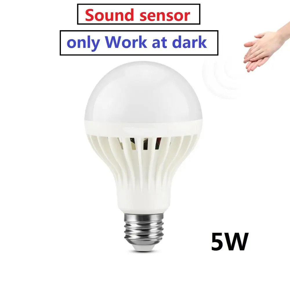 Sound Sensor 5W PIR датчик движения светодиодный светильник 3 Вт 5 Вт 7 Вт 9 Вт 12 Вт 220 В E27 кухонная лампа для ЛЕСТНИЦЫ шкаф аварийный светильник ing - Цвет: Sound Sensor 5W