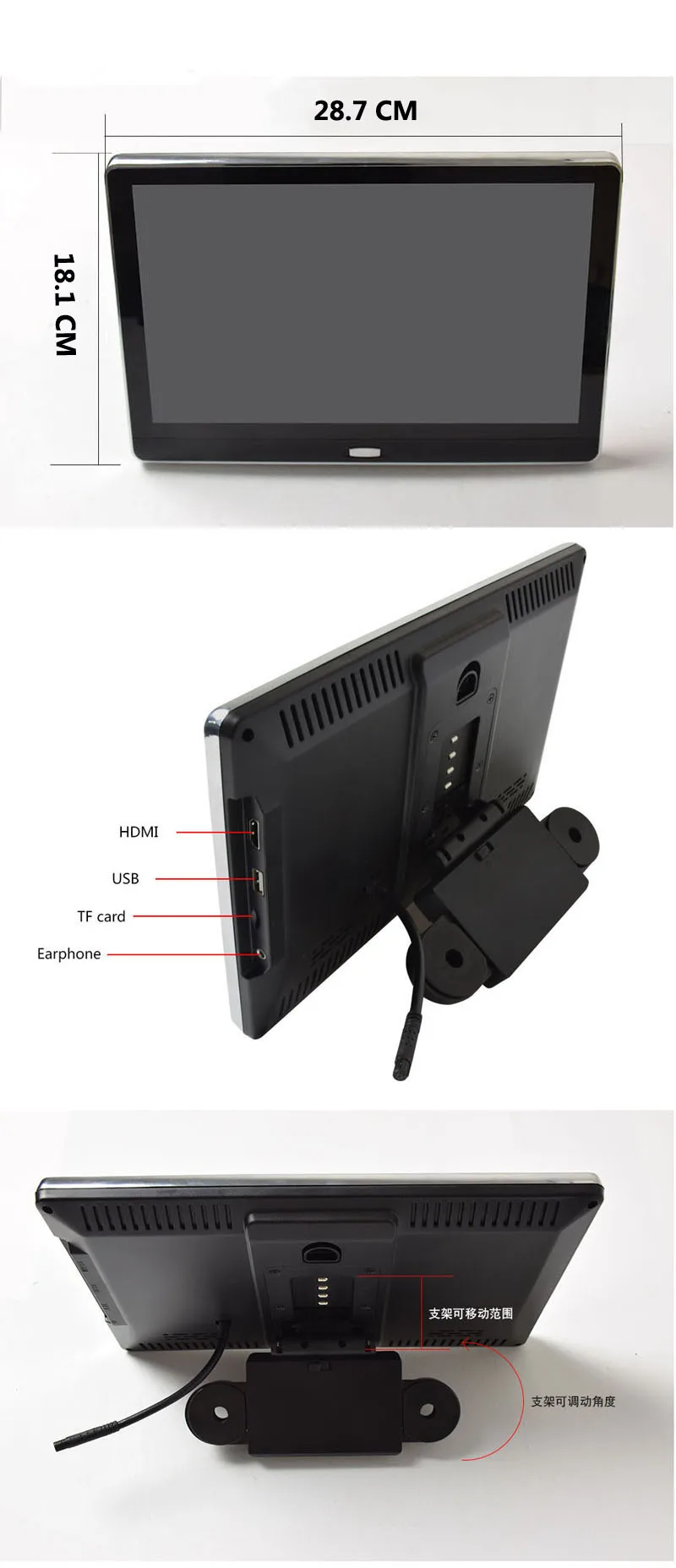 XST 11,6 дюймов Android 6,0 Автомобильный подголовник монитор HD 1080P видео ips сенсорный экран 3g/wifi/USB/SD/HDMI/IR/FM/Bluetooth/динамик