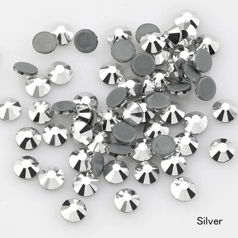 Silver QIAO металлического цвета Хрустальное стекло плоская задняя часть Горячая фиксация Стразы для горячей фиксации украшения для одежды - Цвет: Silver