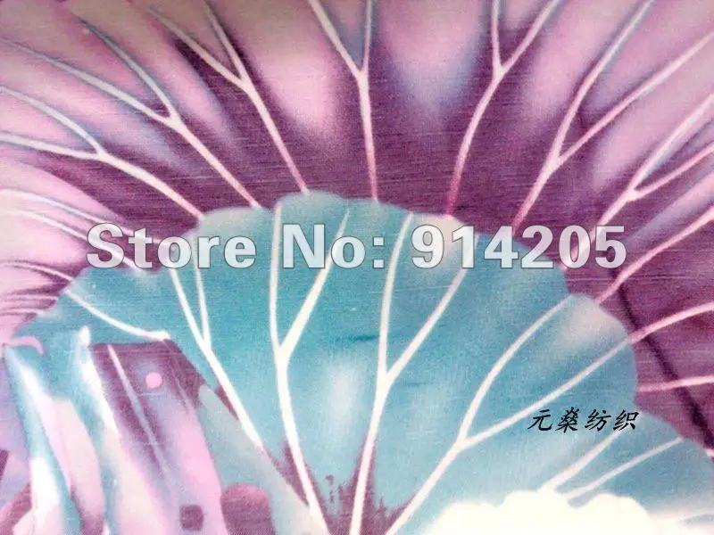 Senior high quality dress fabric traditional Chinese realistic painting lotus printed 2013 bamboo style elastic chiffon | Дом и сад