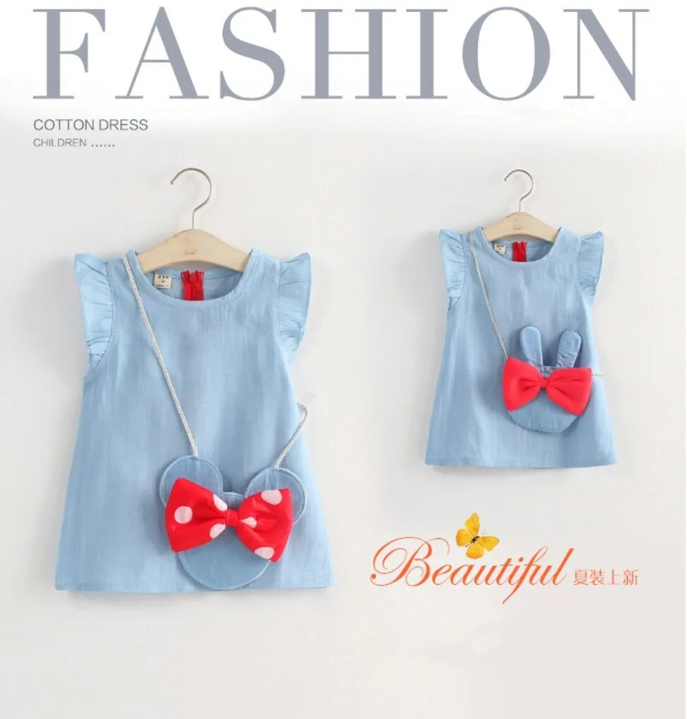 Хлопковое джинсовое платье для девочек 2018 милое детское Летнее Детское с