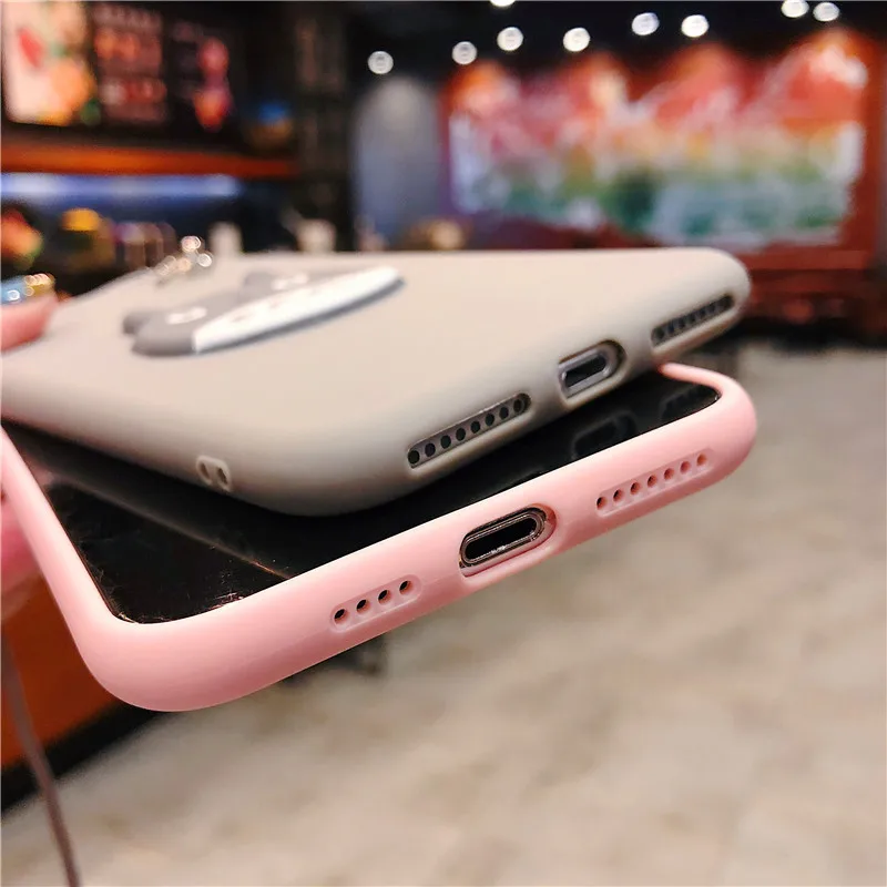 Cute Cartoon Pig Phone Case For iphone X XS Max XR 6 6s 7 8 plus Cover Funny Doll Hang Rope TPU Soft Cases Capa |