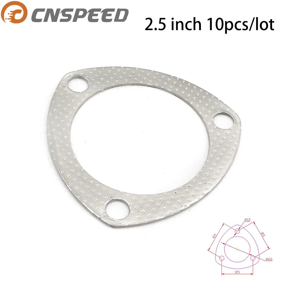 CNSPEED 10 шт./лот 2 5 '❦ мм Прокладка выхлопной трубы для глушителя три отверстия