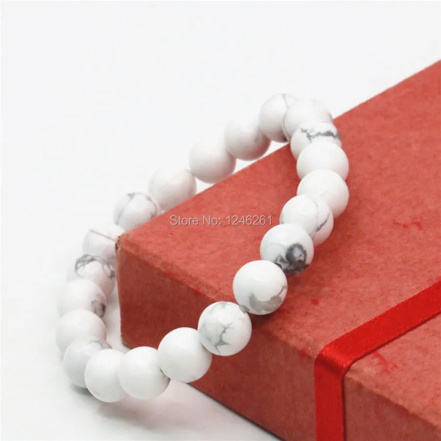 8mm Natural White Turkey Stone Beads Bracelet Girls Christmas Gifts Fashion Jewelry Making Design Hand Made Ornaments 7.5inch | Украшения и