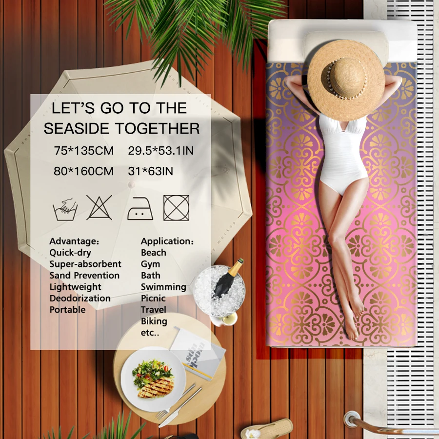 GNORRIS на заказ без песка микрофибра Богемия прямоугольник пляжное полотенце