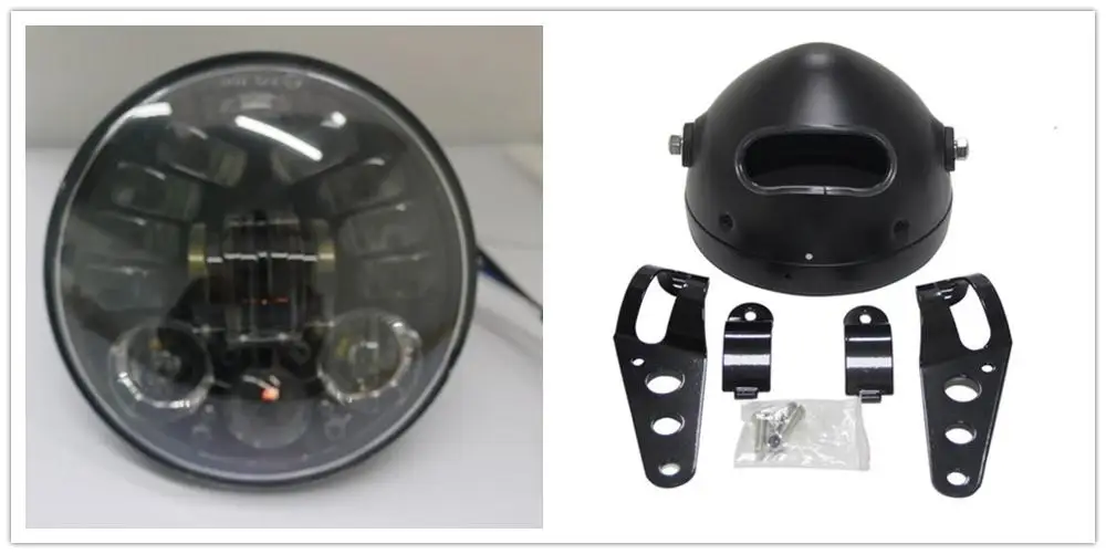 Black Light Set 5 3/" 5,75 дюймов поворотник светодиодные фары корпус ковша кронштейн для мотоцикла Чоппер Suzuki Kawasaki Мотоциклы - Цвет: Black Light Set