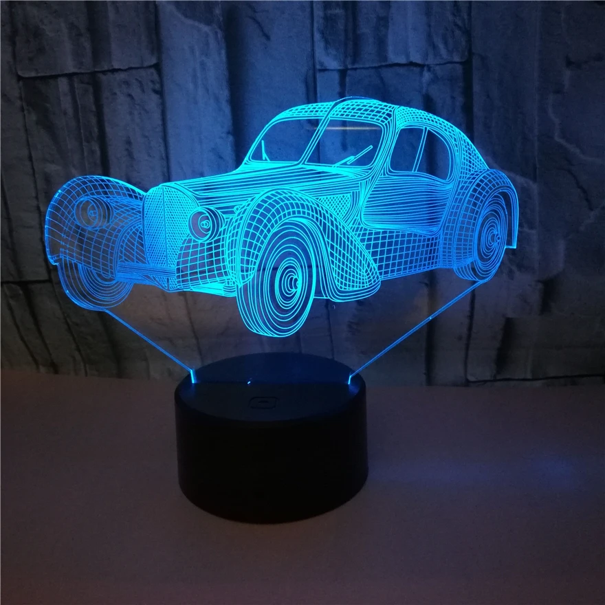 Новинка винтажный автомобильный 3D ночник USB батарея мощность иллюзия акриловые