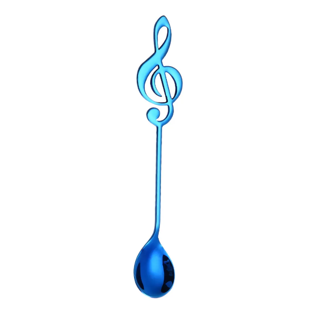 Blue Милая записка Форма красочные Нержавеющая сталь ложки ручкой, столовые приборы ложки для мороженого инструментов для питья Кухня гаджет - Цвет: Blue