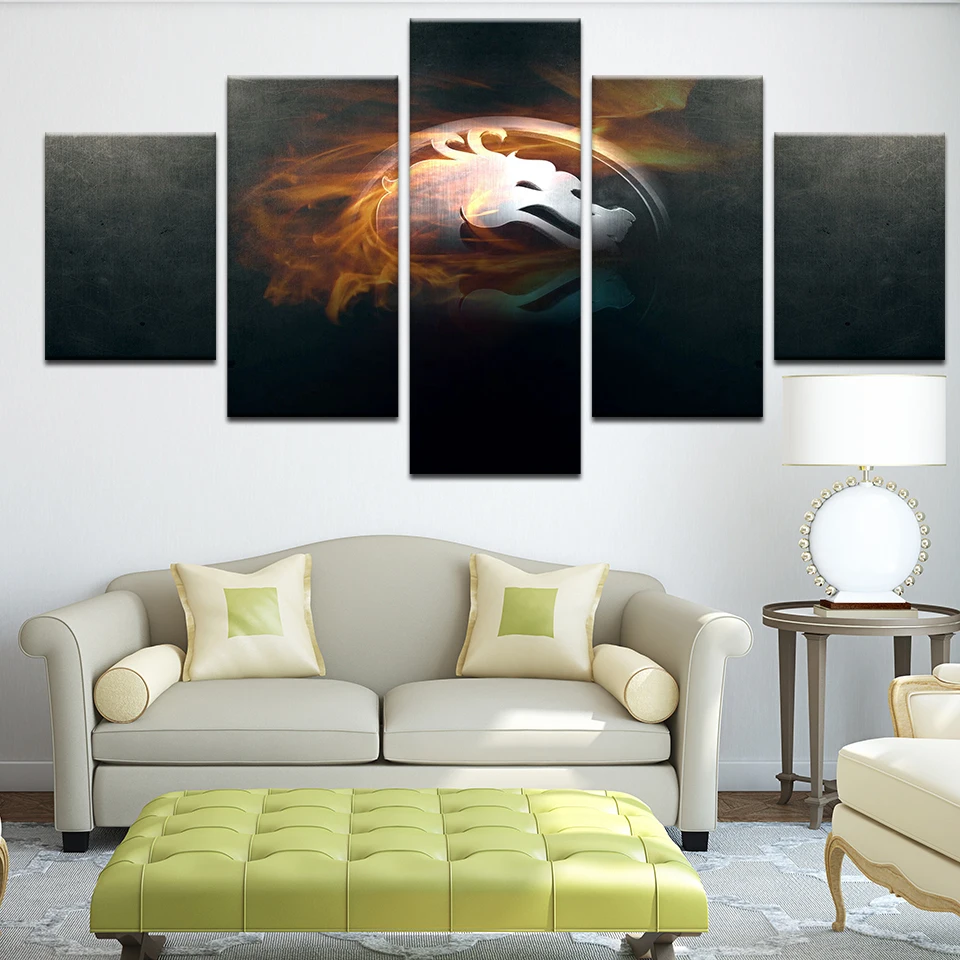 HD Print 5pcs Mortal Kombat Flames Game Canvas Wall Art Painting Home Decor Living Room Picture | Дом и сад
