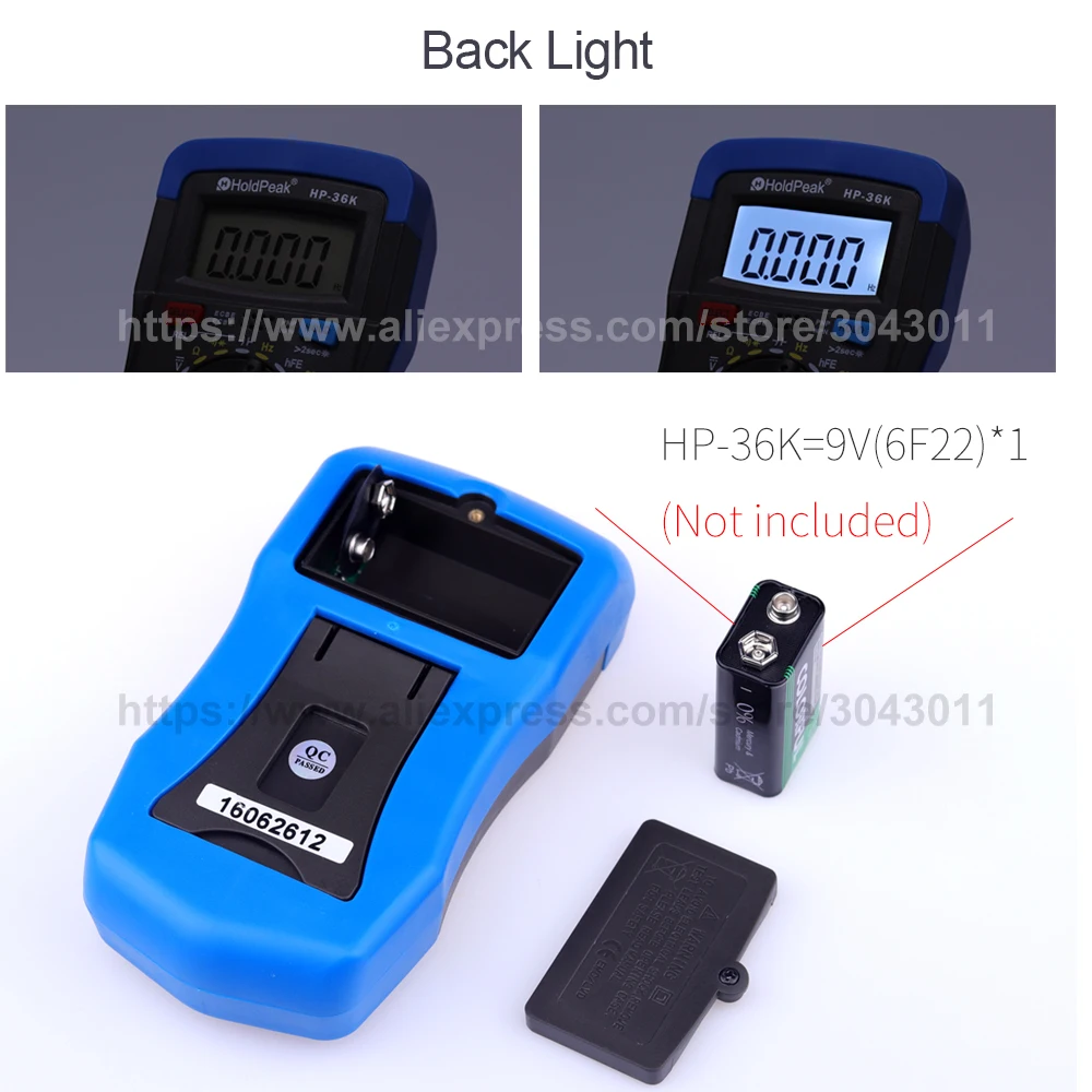 HoldPeak HP-36K DC/AC мини цифровой мультиметр 3999 дисплей Портативный конденсатор